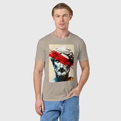 Футболка хлопковая мужская Штрих на античной статуе, цвет: миндальный — фото 2