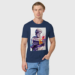 Футболка хлопковая мужская Античная статуя и граффити, цвет: тёмно-синий — фото 2