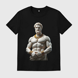 Футболка хлопковая мужская Античный герой с цепочкой, цвет: черный