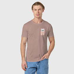 Футболка хлопковая мужская Jiniret in pocket, цвет: пыльно-розовый — фото 2