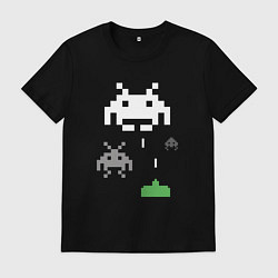 Футболка хлопковая мужская Space invaders, цвет: черный