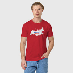 Футболка хлопковая мужская Россия карта, цвет: красный — фото 2