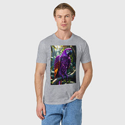 Футболка хлопковая мужская Попугай из драгоценных камней, цвет: меланж — фото 2