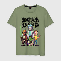 Мужская футболка Yoda and Chewbacca are friends of Rick and Morty -
