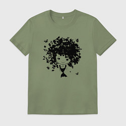 Футболка хлопковая мужская Милая весенняя девчонка, цвет: авокадо