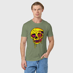 Футболка хлопковая мужская Желтый растекшийся череп, цвет: авокадо — фото 2