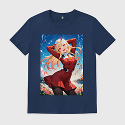 Футболка хлопковая мужская Марин Китагава косплей 002 Darling in the Franxx, цвет: тёмно-синий