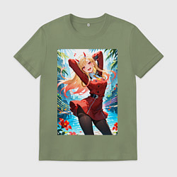 Футболка хлопковая мужская Марин Китагава косплей 002 Darling in the Franxx, цвет: авокадо