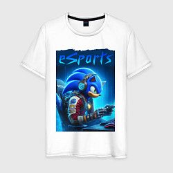 Мужская футболка Hedgehog Sonic is esports player - neon glow