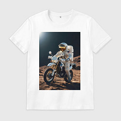 Мужская футболка Космонавт ездит на мотоцикле по Луне