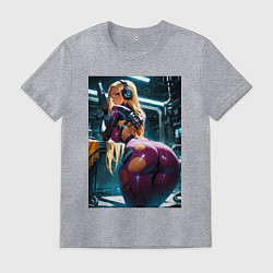 Мужская футболка Девушка с оружием в киберпанк стиле