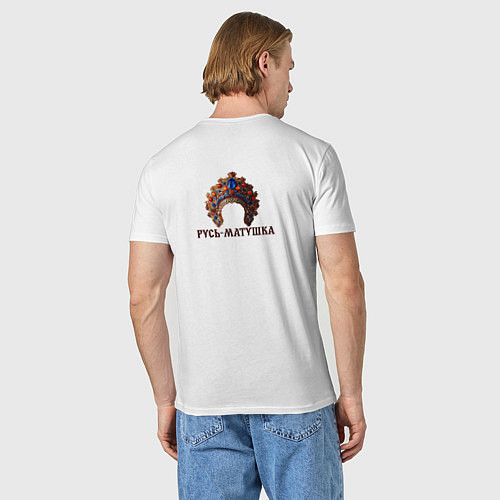 Мужская футболка Кокошник русь-матушка / Белый – фото 4