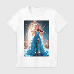 Мужская футболка Девушка в вечернем платье играет на скрипке