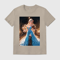 Мужская футболка Девушка в вечернем платье играет на скрипке