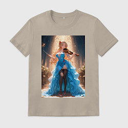 Мужская футболка Девушка в вечернем платье играет на скрипке