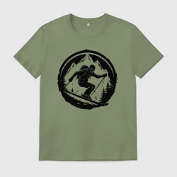 Мужская футболка Скелет на горных лыжах