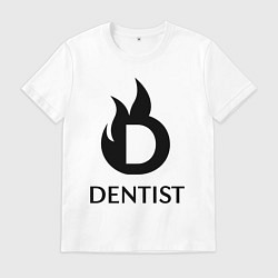 Футболка хлопковая мужская Пламенная D стоматолог, цвет: белый