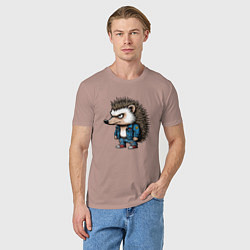 Футболка хлопковая мужская Ёжик панк, цвет: пыльно-розовый — фото 2