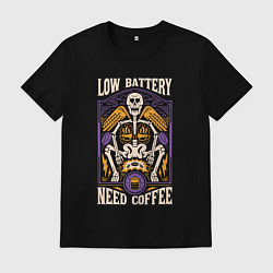 Футболка хлопковая мужская Low battery need coffee, цвет: черный