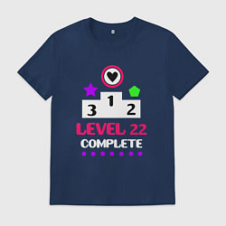 Футболка хлопковая мужская 22 уровень пройден, цвет: тёмно-синий