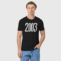 Футболка хлопковая мужская С белыми цифрами 2003, цвет: черный — фото 2