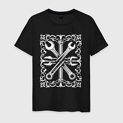 Футболка хлопковая мужская Переплетение ключей, цвет: черный