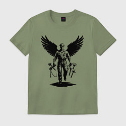 Футболка хлопковая мужская Крылатый мастер с инструментами, цвет: авокадо