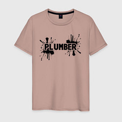 Мужская футболка Сантехник в чероной краске