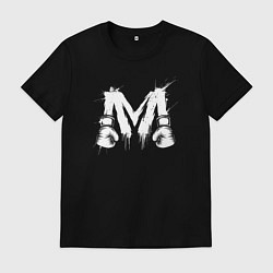 Футболка хлопковая мужская М буква в бойцовских перчатках, цвет: черный