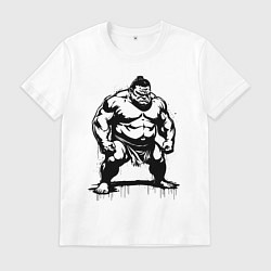 Футболка хлопковая мужская Грозный сумоист, цвет: белый