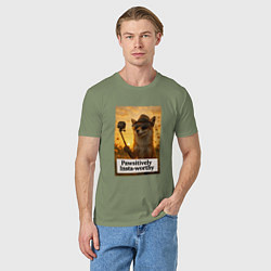 Футболка хлопковая мужская Stylish fox selfie, цвет: авокадо — фото 2