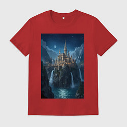 Мужская футболка Замок в стиле Хогвартс под звездным небом