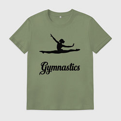 Футболка хлопковая мужская Гимнастка прыжок, цвет: авокадо