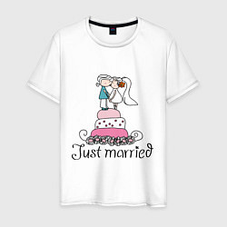Мужская футболка Just Married - Свадебный торт