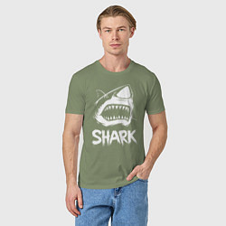 Футболка хлопковая мужская Агрессивная пасть акулы, цвет: авокадо — фото 2