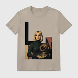 Мужская футболка Девушки и старый водолазный шлем ретрофутуризм поп