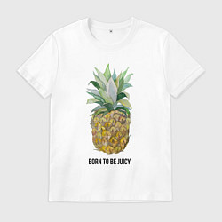 Футболка хлопковая мужская Ананас Born to be juicy, цвет: белый
