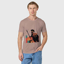 Футболка хлопковая мужская Спартанец поп-арт, цвет: пыльно-розовый — фото 2