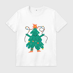 Мужская футболка Новогодняя елка с ногами
