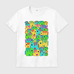 Футболка хлопковая мужская Яркие тропические рыбки, цвет: белый