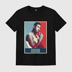 Футболка хлопковая мужская Music Usher, цвет: черный