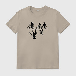 Футболка хлопковая мужская Очень странные дела параллельный мир, цвет: миндальный