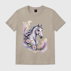 Футболка хлопковая мужская Волшебное превращение, цвет: миндальный