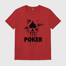 Футболка хлопковая мужская Покер туз пик, цвет: красный