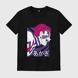 Футболка хлопковая мужская Клинок, рассекающий демонов Аказа, цвет: черный