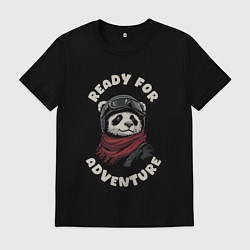 Футболка хлопковая мужская Готов к приключениям, цвет: черный