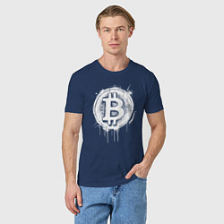 Футболка хлопковая мужская Биткоин в стиле Бэнкси, цвет: тёмно-синий — фото 2
