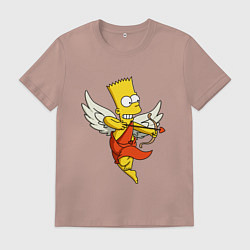 Футболка хлопковая мужская Барт Симпсон амур, цвет: пыльно-розовый