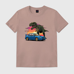 Мужская футболка Субару и динозавр