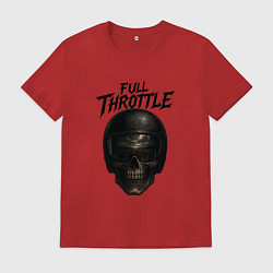 Футболка хлопковая мужская Full throttle Череп мотоциклиста, цвет: красный